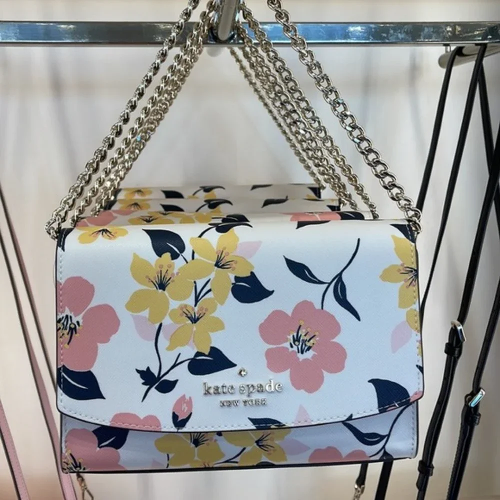 Kate Spade Carson Convertible Crossbody Lily Blooms Cream Multi - Picture 14 of 16